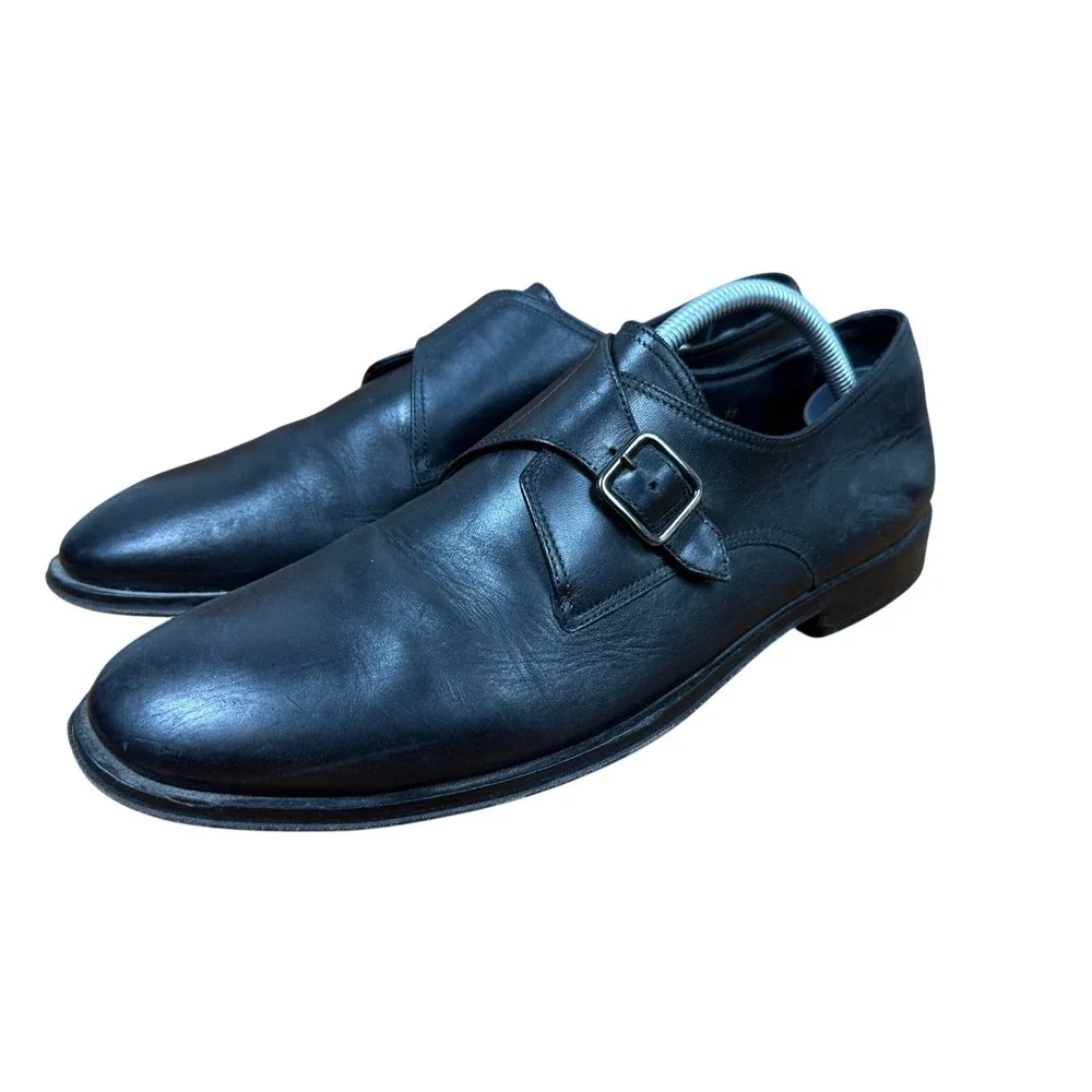 Allen Edmonds Umbria Monk Strap Shoes Mens 11 Black Leather Single Buckle Italy